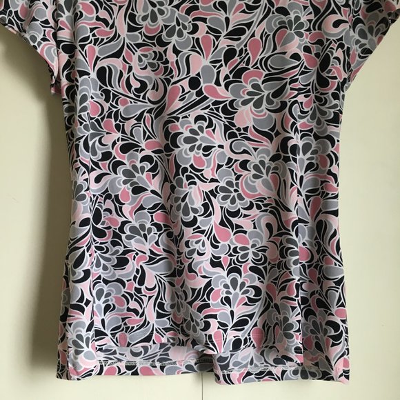 Retro Organic Print Stretchy Ruched Top - Picture 7 of 15